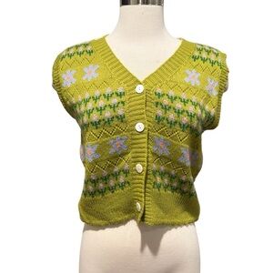 SHEIN crochet button up vest